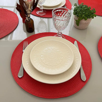 Jogo Americano Redondo Sousplat Impermeável - Vermelho