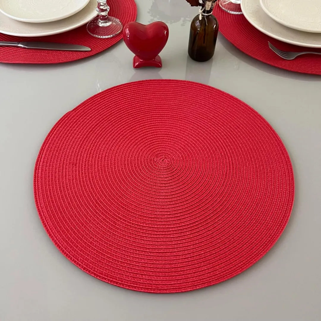 Jogo Americano Redondo Sousplat Impermeável - Vermelho