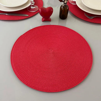 Jogo Americano Redondo Sousplat Impermeável - Vermelho