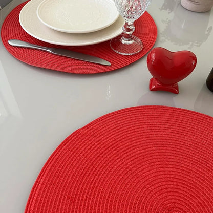 Jogo Americano Redondo Sousplat Impermeável - Vermelho