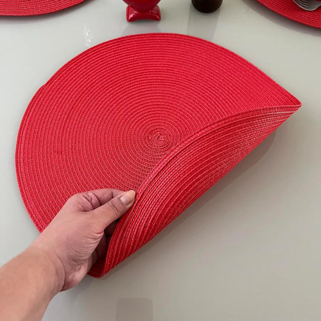 Jogo Americano Redondo Sousplat Impermeável - Vermelho