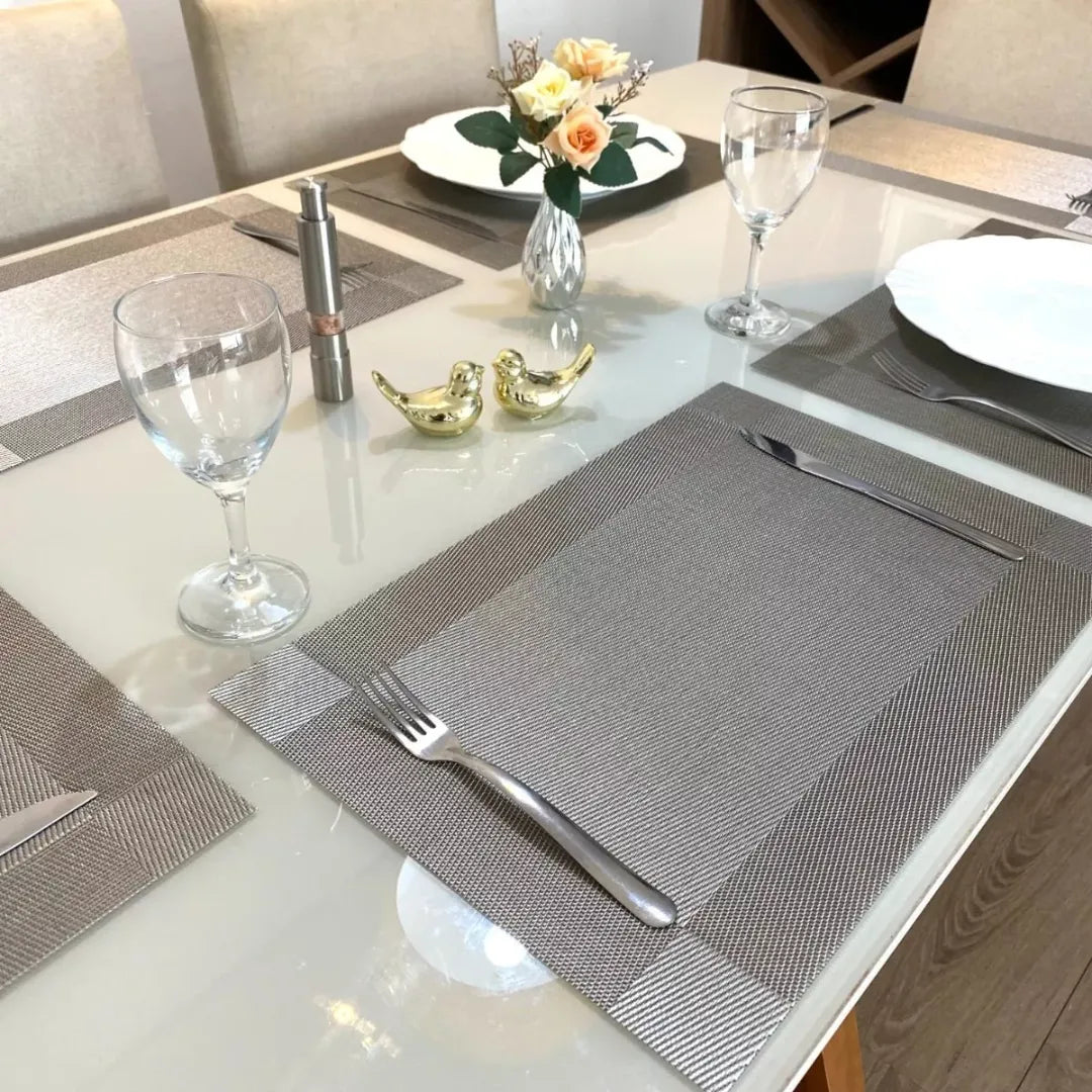 Jogo Americano Retangular Dupla Face Impermeável - Cinza Claro