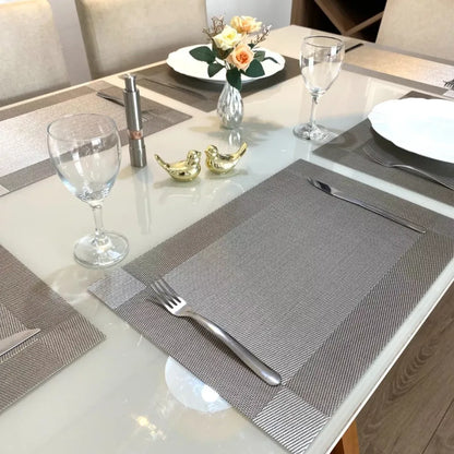 Jogo Americano Retangular Dupla Face Impermeável - Cinza Claro