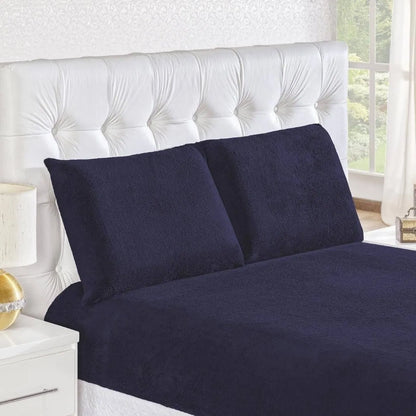 Jogo de Cama Plush Soft - Sono Quentinho Azul Marinho