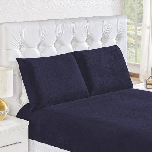 Jogo de Cama Plush Soft - Sono Quentinho Azul Marinho