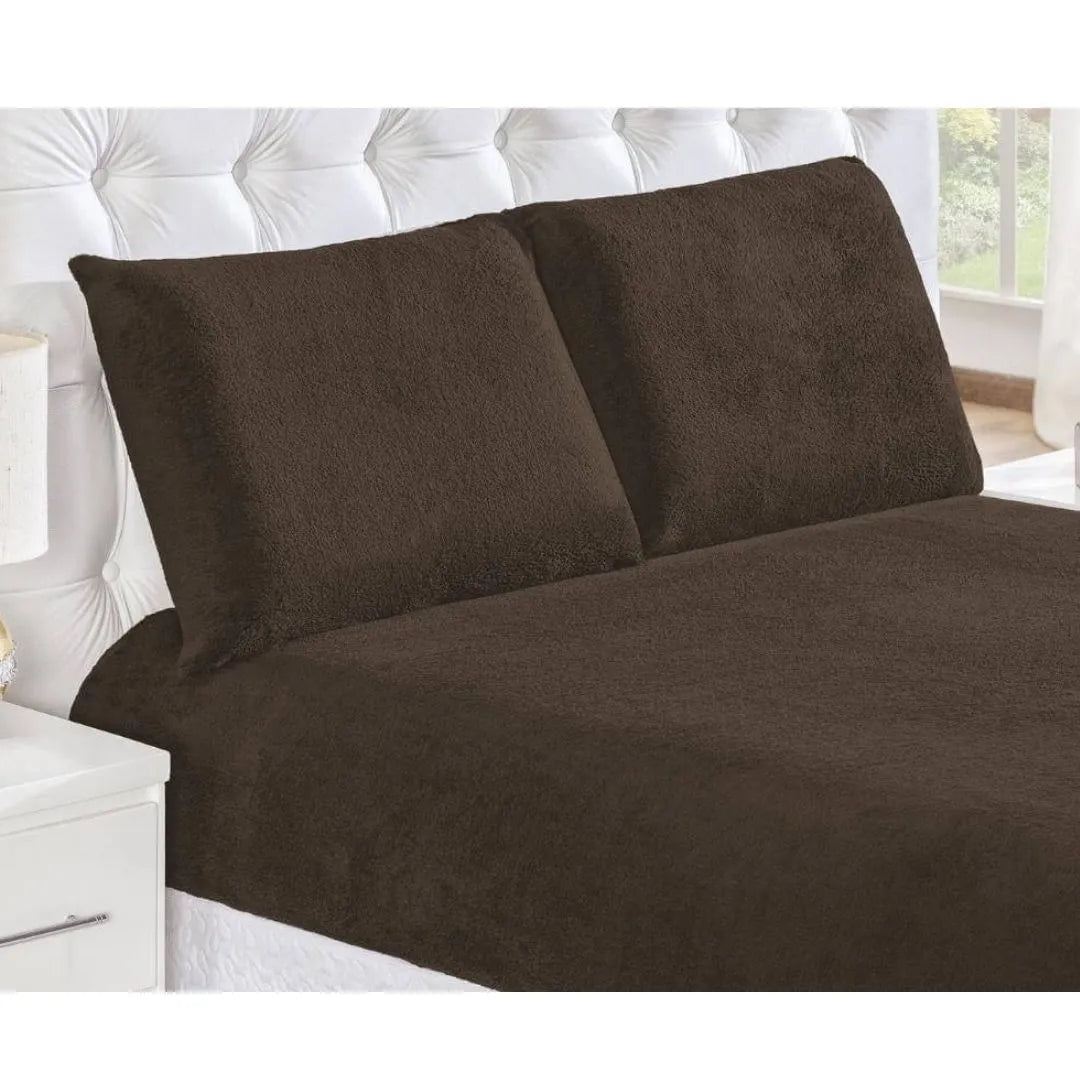 Jogo de Cama Plush Soft - Sono Quentinho Tabaco