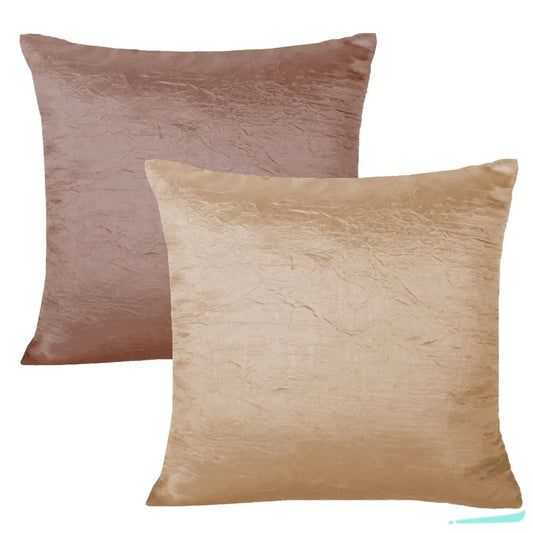 Kit 2 Capas De Almofadas Cetim Premium - Avelã e Dourado