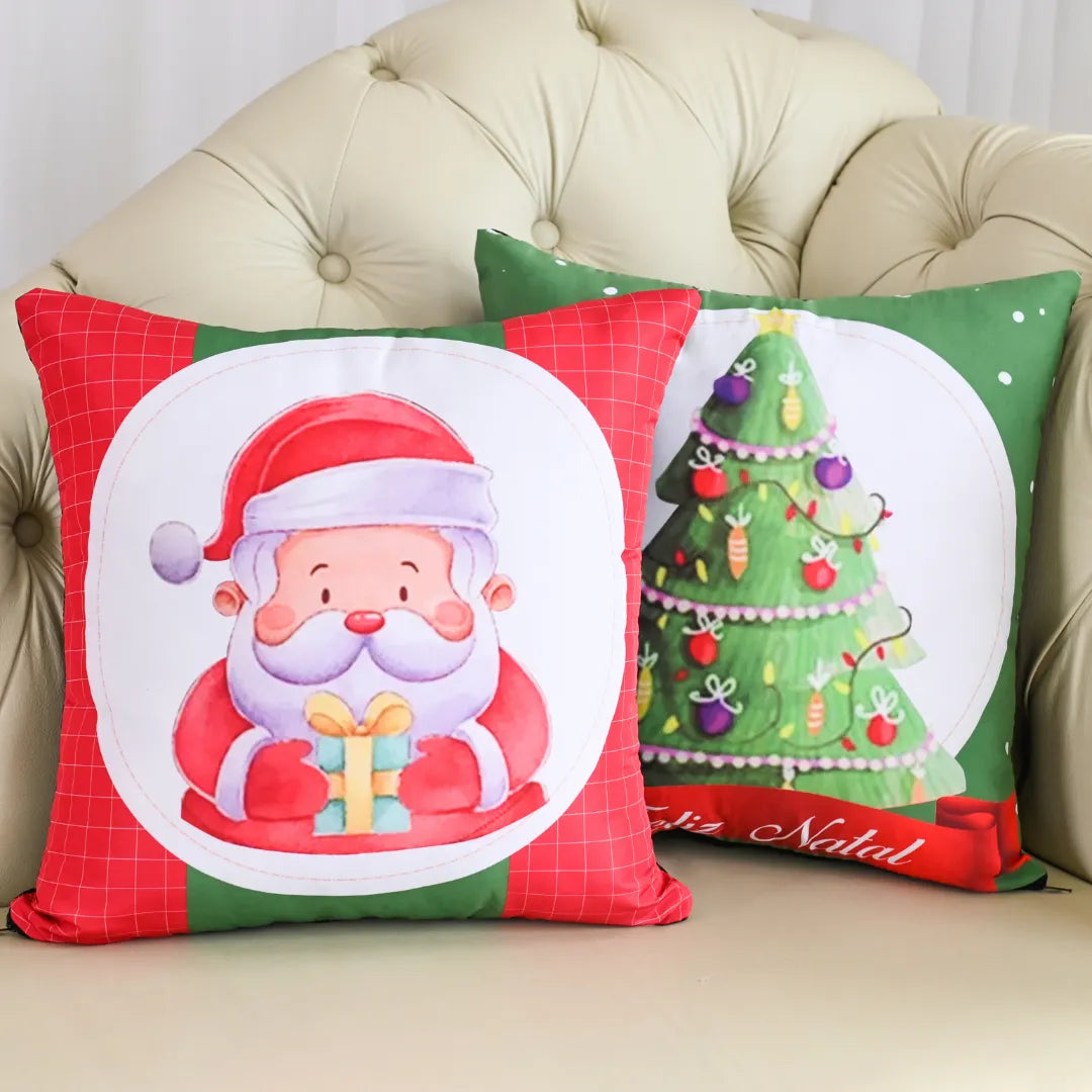 Kit 2 Capas de Almofadas Natal - Árvore Natalina