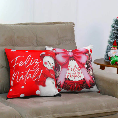 Kit 2 Capas de Almofadas Natal - Laços