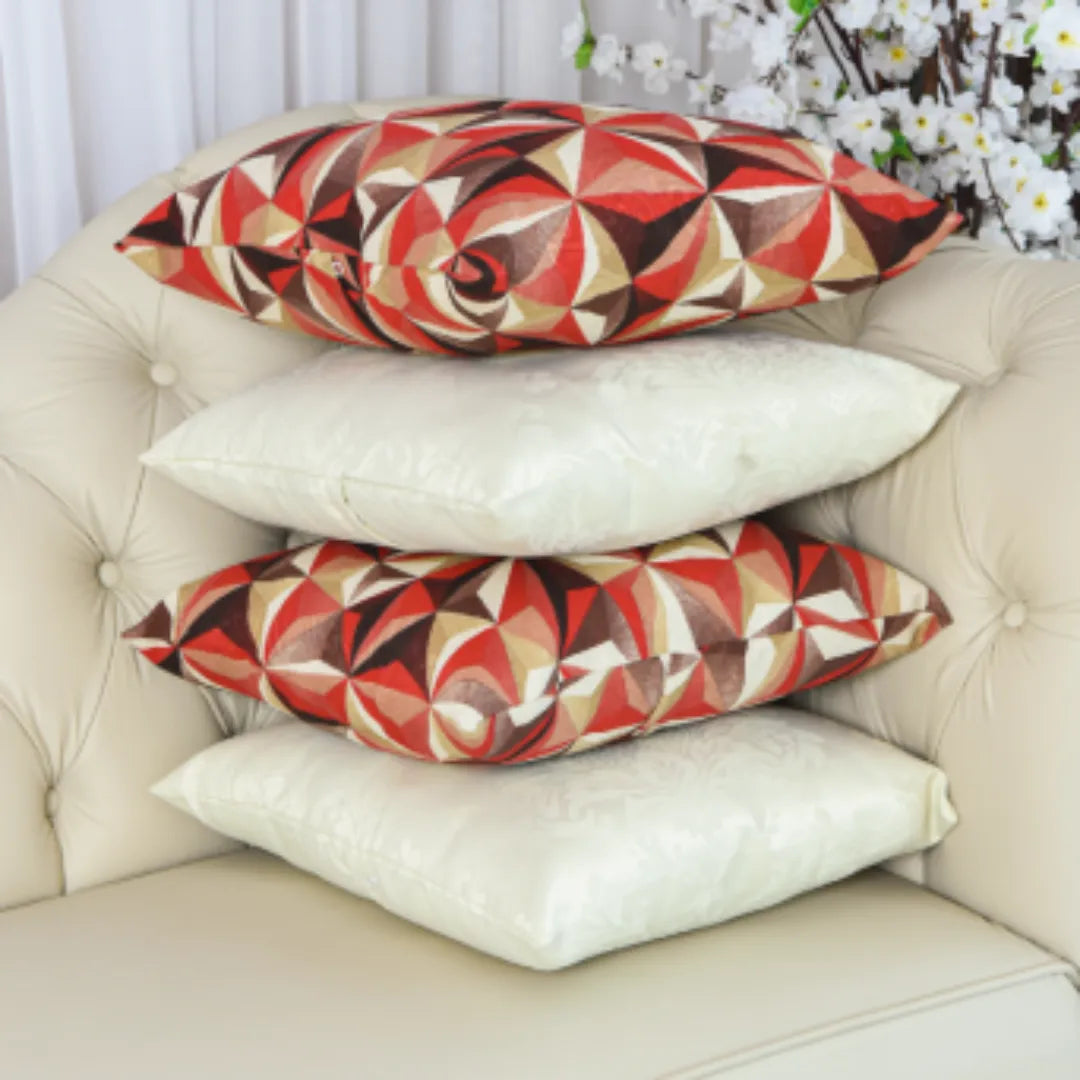 Kit 4 Capas De Almofadas Jacquard Premium - Geométrica com Palha