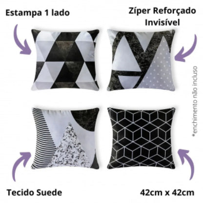Kit 4 Capas de Almofada Velvet Print - Granito