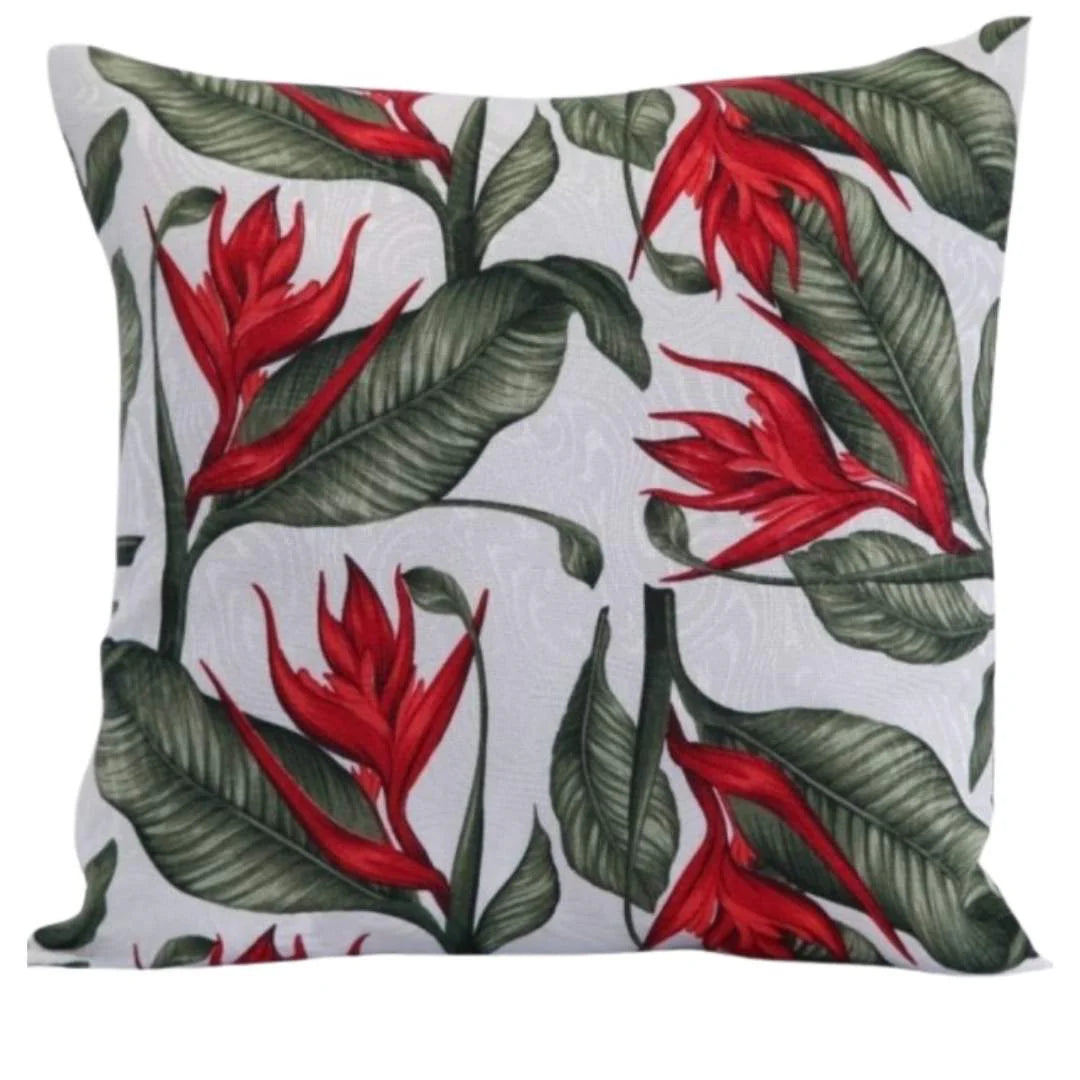 Kit 4 Capas De Almofadas Jacquard Premium - Flamingo com Vermelho