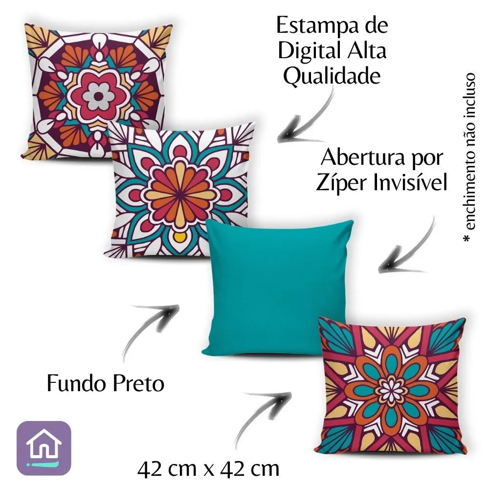 Kit 4 Capas de Almofadas Modern Print - Prosperidade