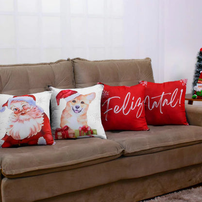 Capas de Almofadas Natal - Boas Festas - Kit 4