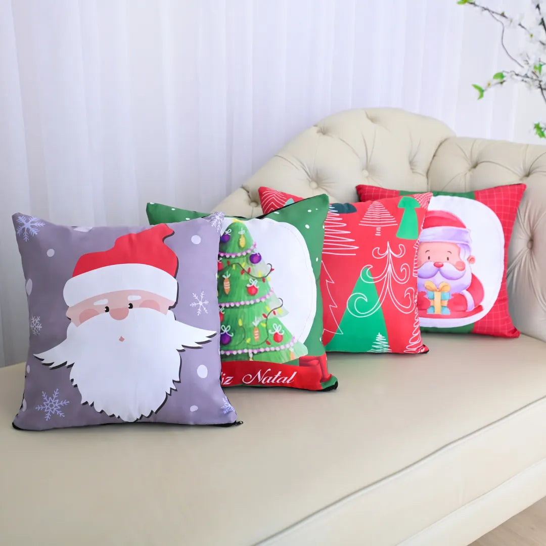 Capa de Almofada Natal - Papai Noel Vermelho