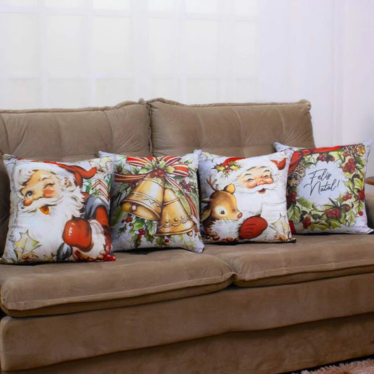Kit 4 Capas de Almofadas Natal - Sinos