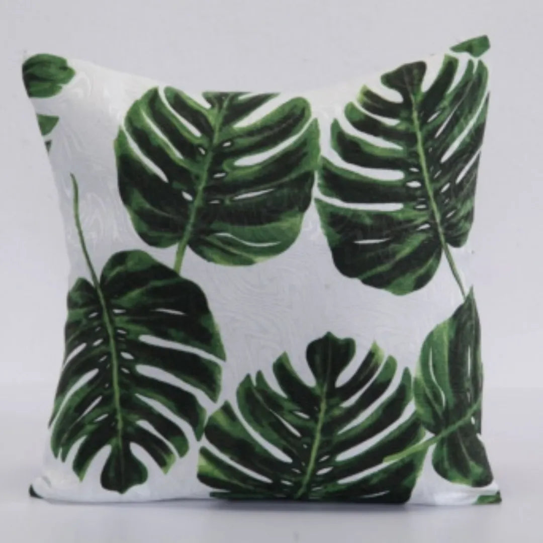 Capa De Almofada Jacquard Premium - Folhas Verdes