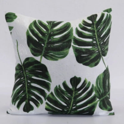 Capa De Almofada Jacquard Premium - Folhas Verdes