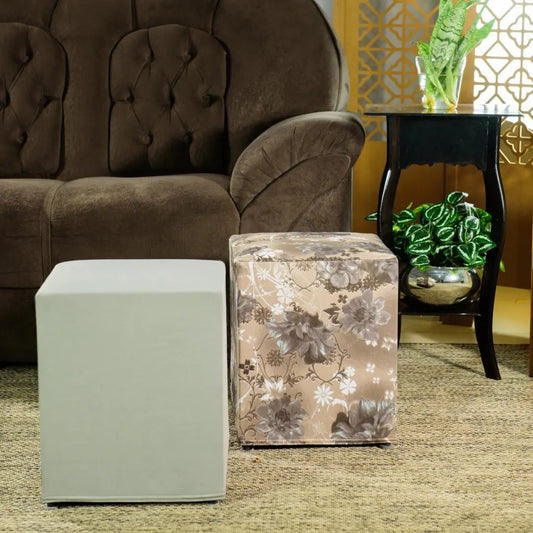 Kit 2 Capa para Puff Quadrado - Adele e Cinza Claro