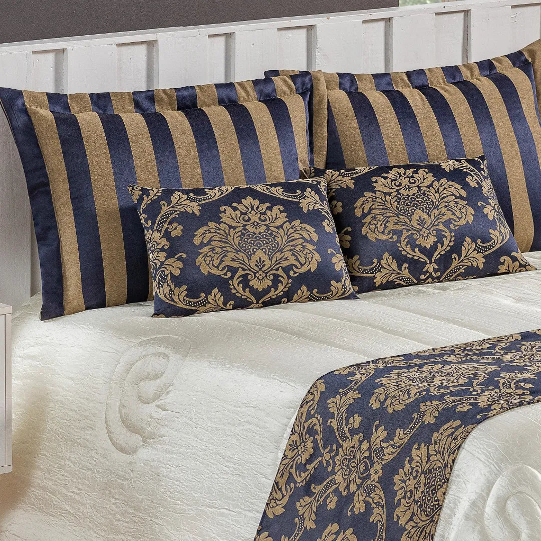 Kit Cobre Leito Luxo Viena 10 Peças - Marinho