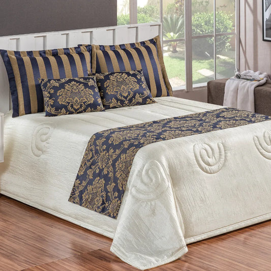 Kit Cobre Leito Luxo Viena 10 Peças - Marinho