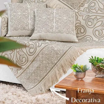 Manta para Sofá Grécia com Almofadas - Caqui