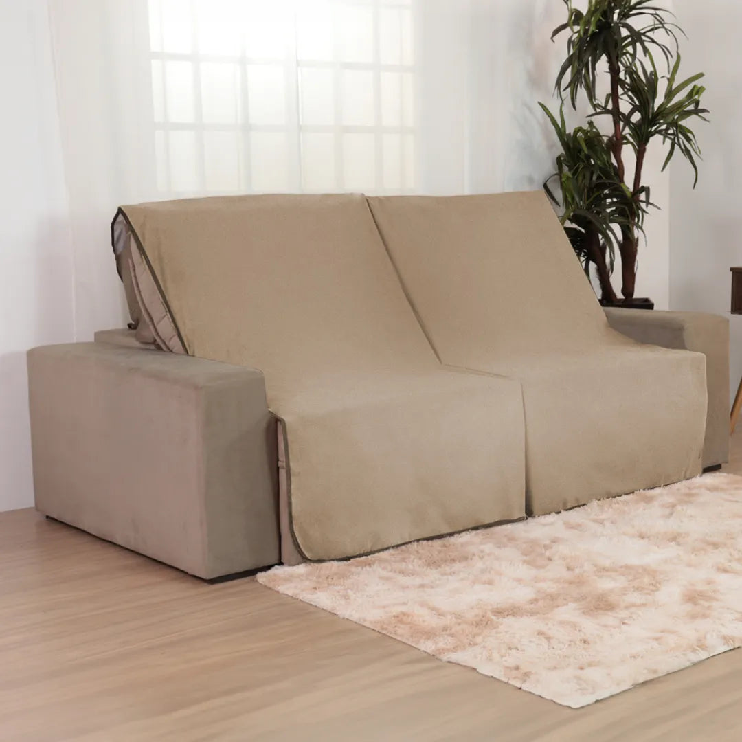 Manta Protetora de Sofá Retrátil Anti Arranhão - Bege