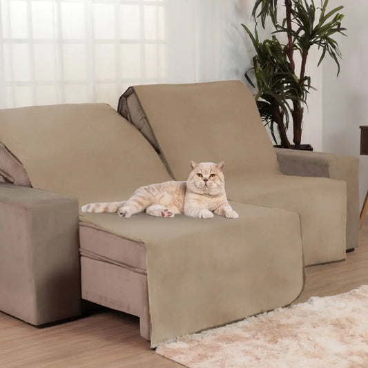 Manta Protetora de Sofá Retrátil Anti Arranhão - Bege