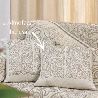 Manta para Sofá Grécia com Almofadas - Caqui