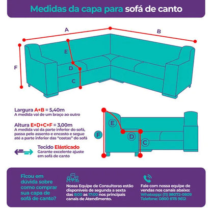 Capa para Sofa de Canto Elasticada - Cinza
