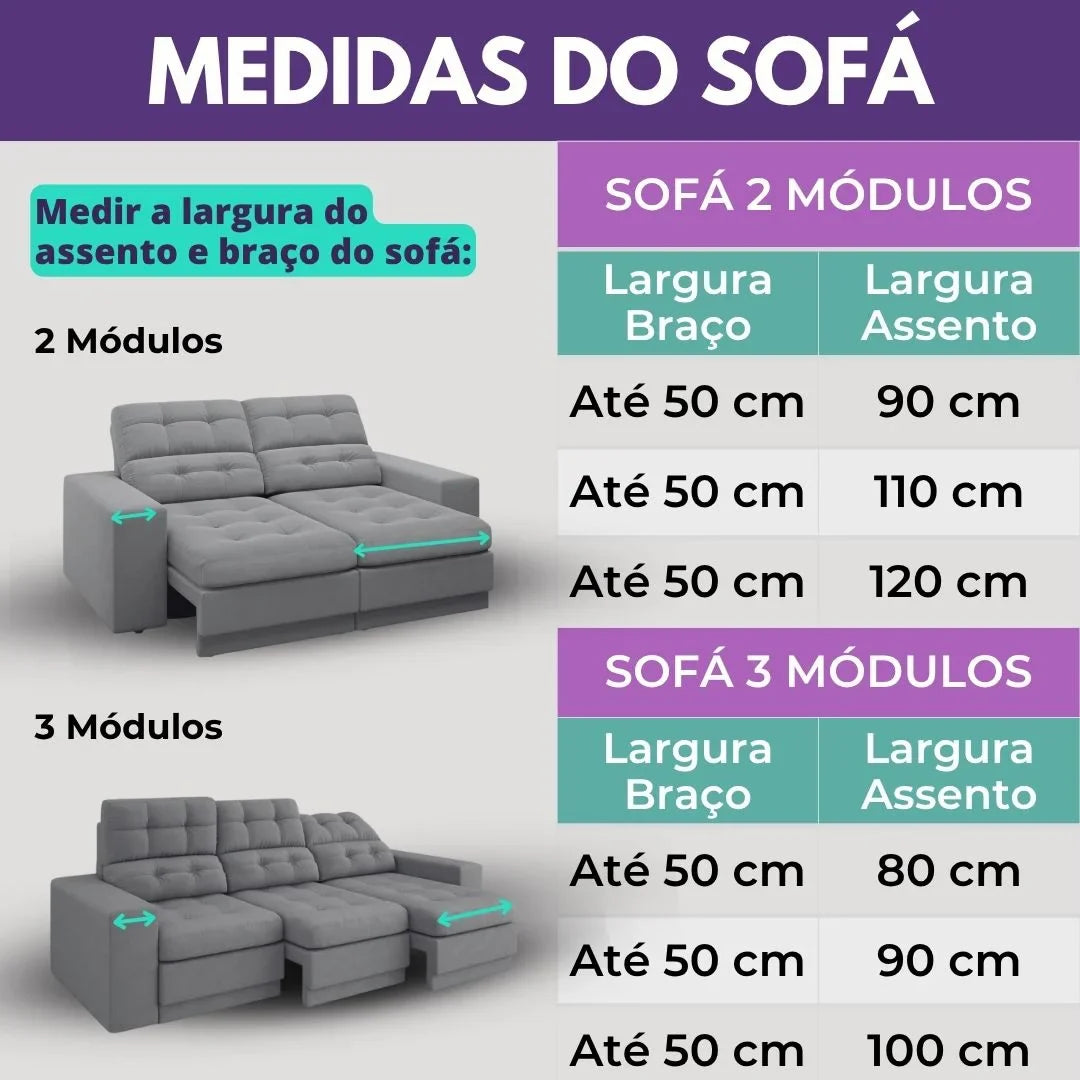 Protetor Sofá Retrátil Impermeável Dupla Face Caqui-Palha