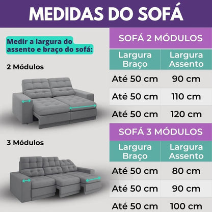Protetor Sofá Retrátil Impermeável Dupla Face Caqui-Palha