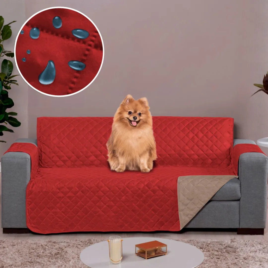 Capa Protetora Sofá Impermeável Vermelho-Caqui