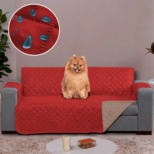 Capa Protetora Sofá Impermeável Vermelho-Caqui