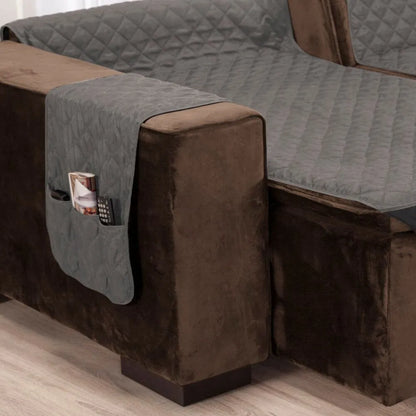 Protetor Sofá Retrátil Dupla Face Cinza-Preto