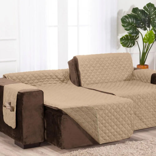 Protetor Sofá Retrátil Dupla Face Caqui-Palha