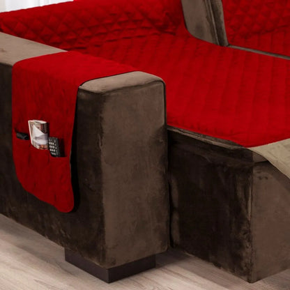 Protetor Sofá Retrátil Dupla Face Vermelho-Caqui