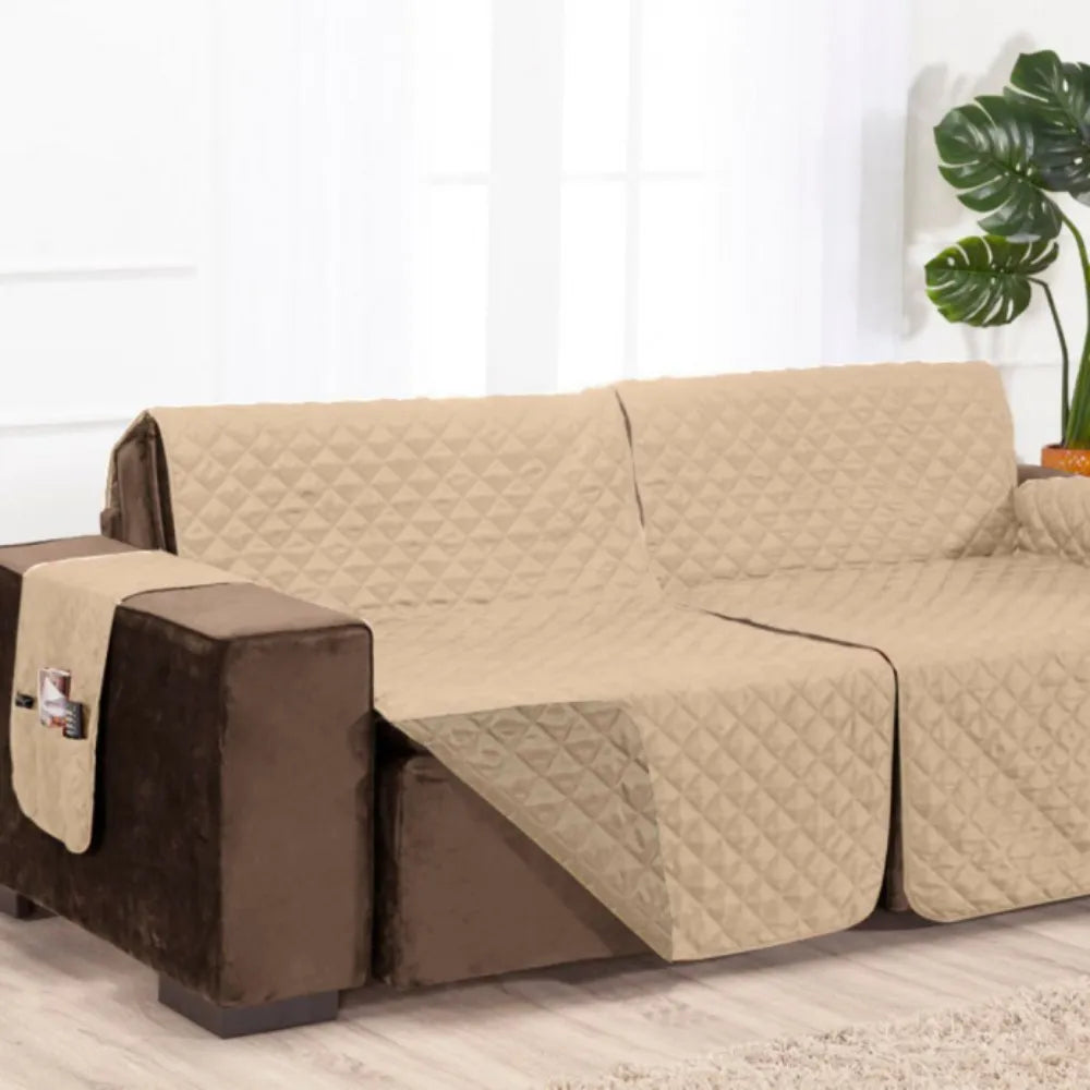 Protetor Sofá Retrátil Dupla Face Caqui-Palha