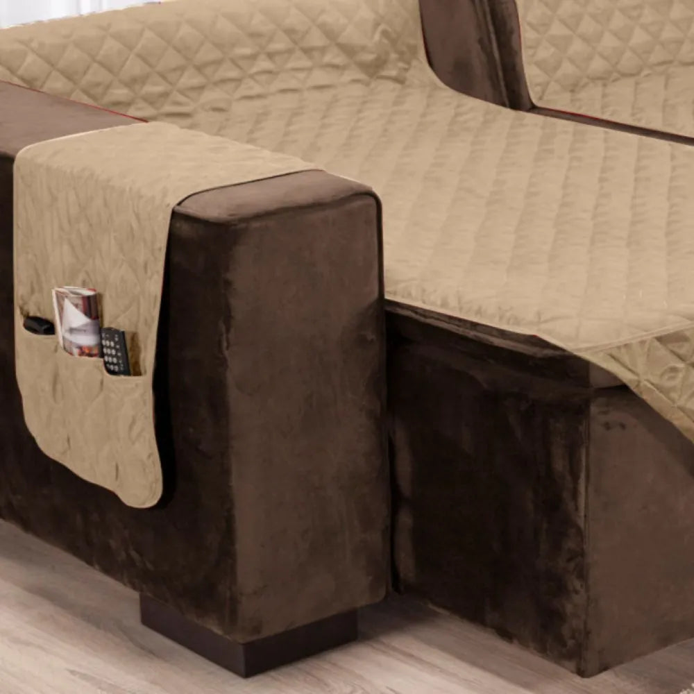 Protetor Sofá Retrátil Dupla Face Caqui-Palha