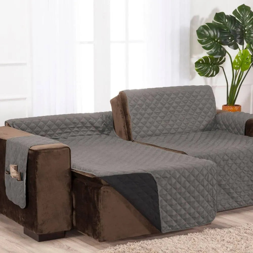 Protetor Sofá Retrátil Dupla Face Cinza-Preto