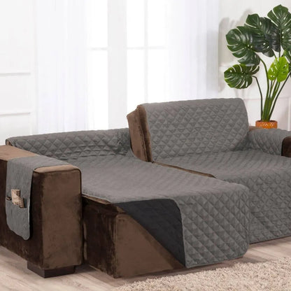 Protetor Sofá Retrátil Dupla Face Cinza-Preto