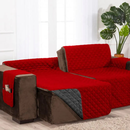 Protetor Sofá Retrátil Dupla Face Preto-Vermelho