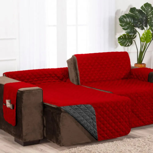 Protetor Sofá Retrátil Dupla Face Preto-Vermelho