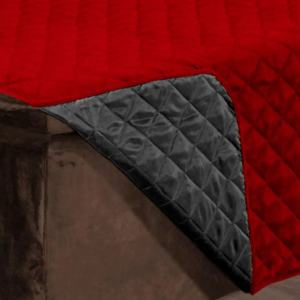 Protetor Sofá Retrátil Dupla Face Preto-Vermelho