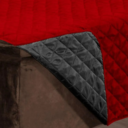 Protetor Sofá Retrátil Dupla Face Preto-Vermelho