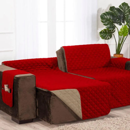 Protetor Sofá Retrátil Dupla Face Vermelho-Caqui