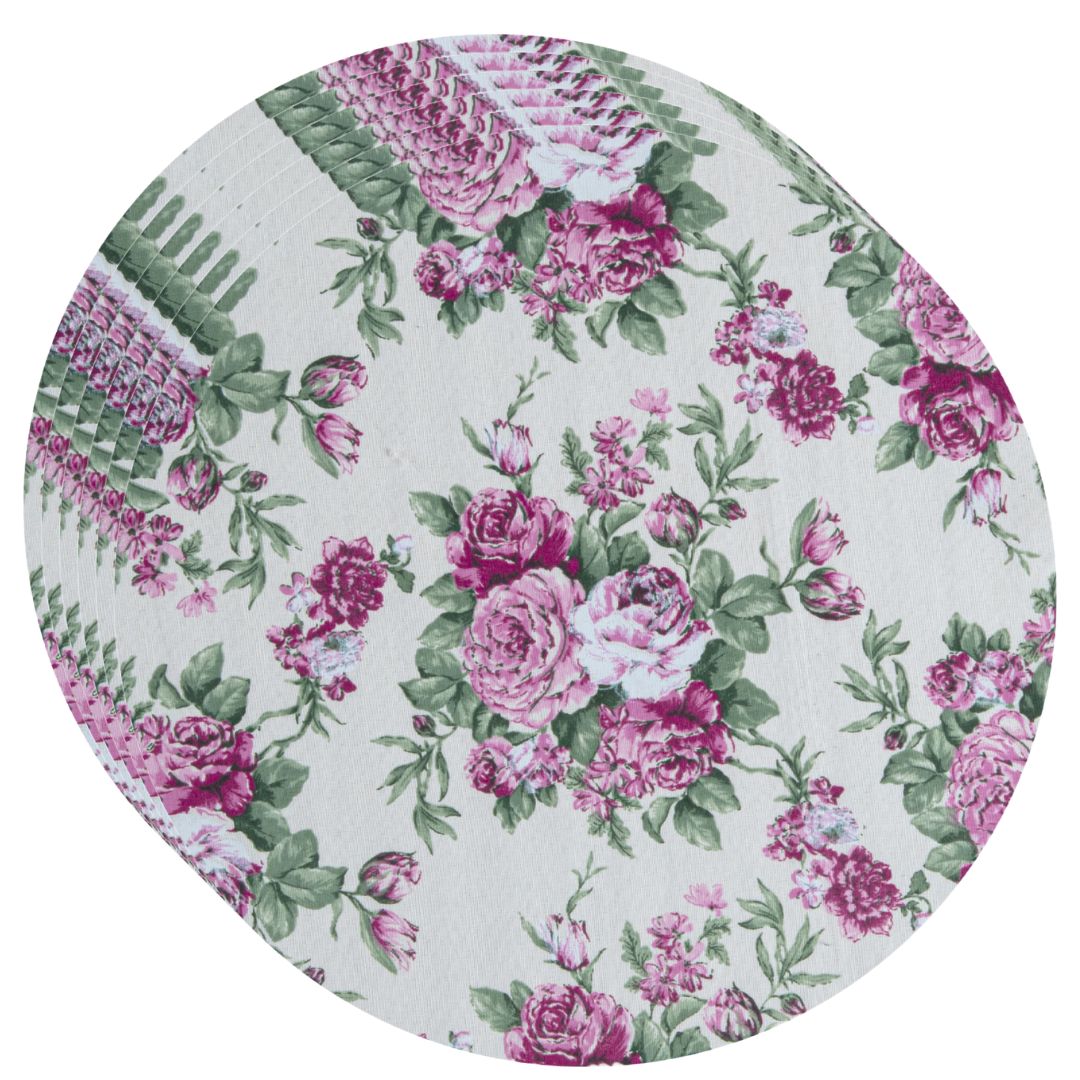 Jogo Americano Redondo 4 peças - Flor Marsala