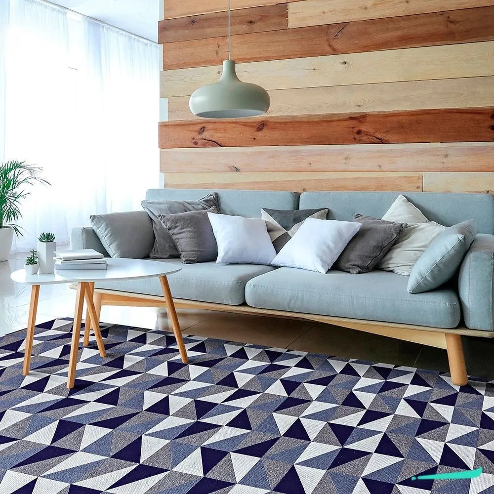 Tapete Jacquard Losango -  Azul (5 Tamanhos)