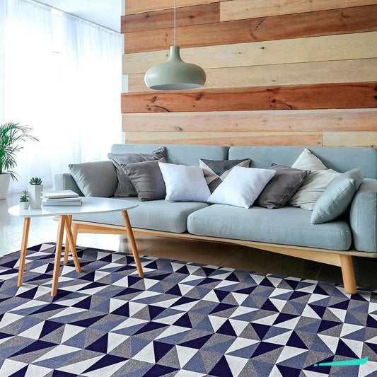 Tapete Jacquard Losango -  Azul (5 Tamanhos)