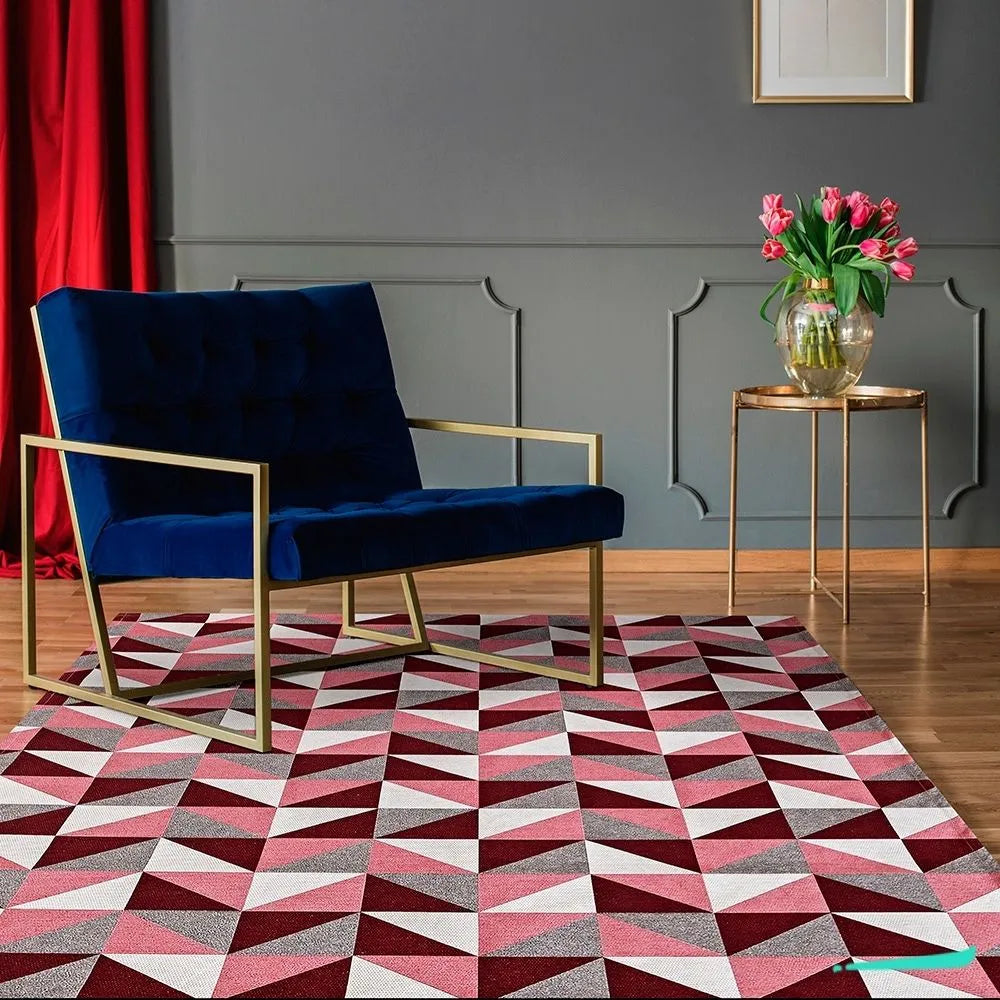 Tapete Jacquard Losango -  Vermelho (3 Tamanhos)